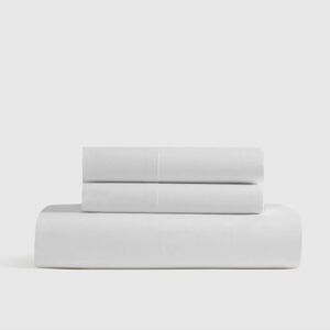 NWT! Quince Organic Cotton Percale White Sheet & 2 Pillowcases! Full (290)